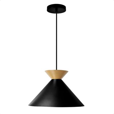 Lustre Pendente Blumenau Guto Minimalista E27 Bivolt Preto Com Dourado