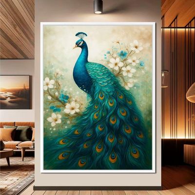Quadro Decorativo Pavão Estilo Pintura