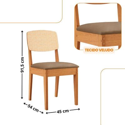 Mesa De Jantar Copper 180cm Tampo Mdf Vidro 6 Cadeiras Veludo Capuccino/off/nat/serig Off