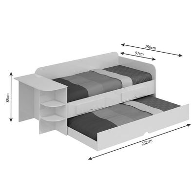 Sofá Cama Helena Branco Com Escrivaninha - Permóbili Baby Branco