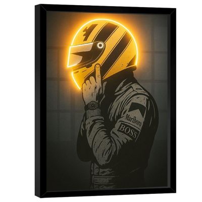 Quadro Decorativo Piloto Neon Amarelo