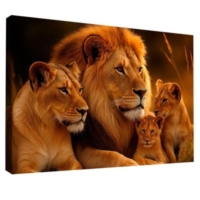 Quadro Decorativo Família Celestial De Leões