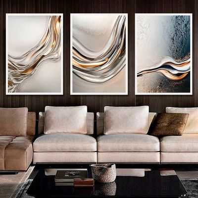 Quadro Decorativo Prata Líquida