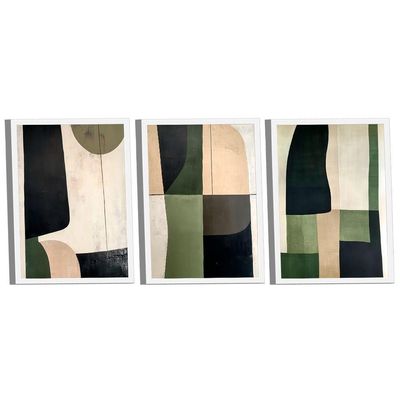 Quadro Decorativo Abstrato Geométrico Verde E Preto