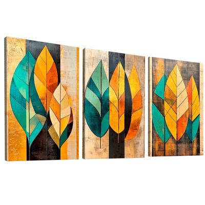 Quadro Decorativo Trio Abstrato Botânico