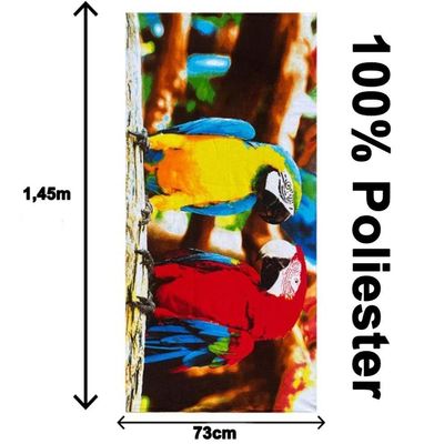 Toalha Para Praia Margex Microfibra Estampada Araras 73cm X 145m Amarela-vermelha