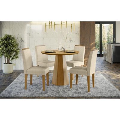 Mesa De Jantar Redonda Com Tampo Em Mdf Isis Ypê 100cm