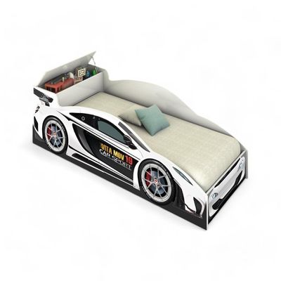 Cama Solteiro Carro Com Baú Branca Com Colchão