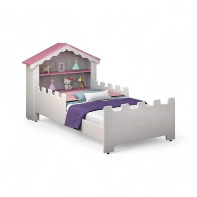 Cama Juvenil Casinha Magia Branca E Rosa Com Colchão