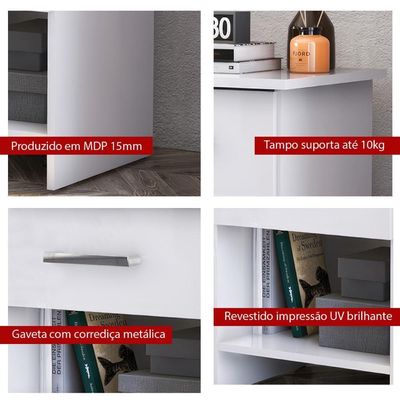 Mesa De Cabeceira Ditália 1 Gaveta DM-127 Branco