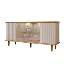 Buffet 4 Portas Com Led Janice Nature/off White Cimol Móveis