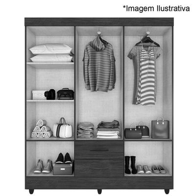 Kit Guarda-roupa Casal 6 Portas Com Cômoda Sapateira 4 Gavetas Lisa Nature/off White
