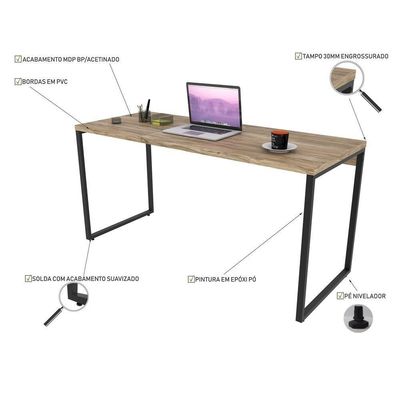 Kit 2 Mesas De Escritório Office 150Cm Carvalho