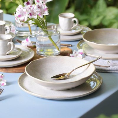 Aparelho de Jantar 20 Peças Porto Brasil Cerâmica Bio Latte Off White Stoneware Mesa Posta
