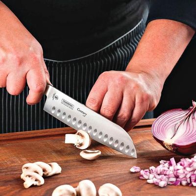 Faca Santoku 7' Infinity Brinox Para Fatiar Picar Cortar Lamina Carne Tempero