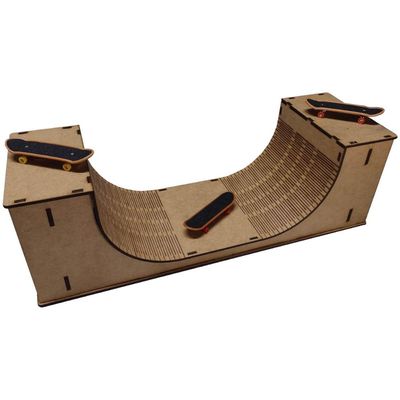 Rampa de Skate de Dedo Pista Tech Deck com Corrimão Brinquedo MDF Cru Park Suporte Caixa