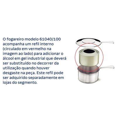 Rechaud Tramontina Aço Inox Retangular Cuba GN 1/1 9L com Fogareiro