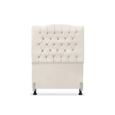 Cabeceira De Cama Box Solteiro 90 Cm Dunas - Veludo Bege Claro
