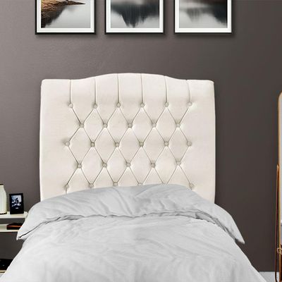 Cabeceira De Cama Box Solteiro 90 Cm Dunas - Veludo Bege Claro