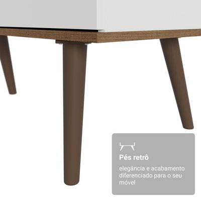 Kit 2 Peças Com Escrivaninha Em L 3 Gavetas E Armário Multiuso Com Vidro Rustic Branco Madesa