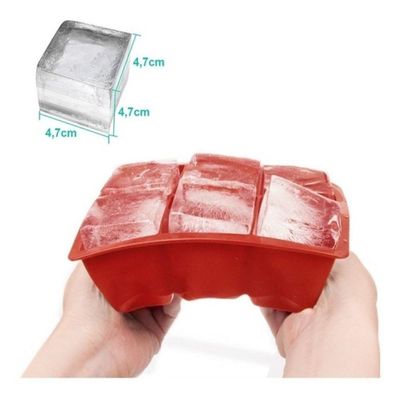 Forma De Gelo Grande Big Silicone 6 Cubos Forminha Gigante