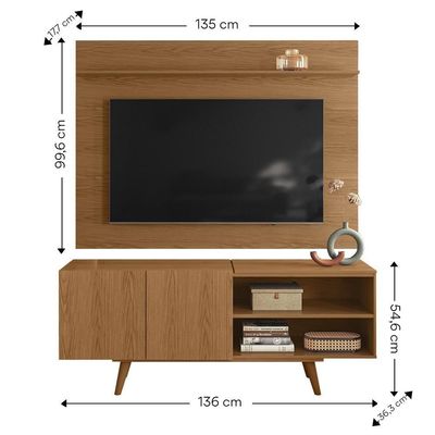 Painel Para Tv Maia Com Rack Aldan Colibri Móveis Freijó