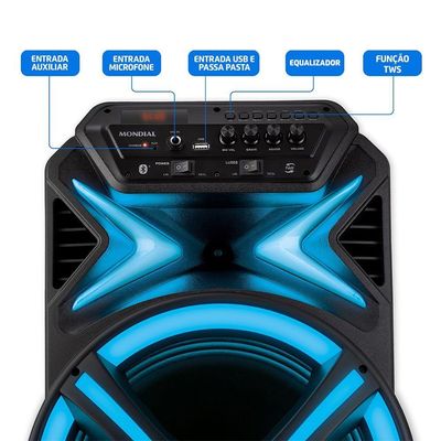 Caixa Amplificada Mondial 550W RMS CM-550-L Preto Bivolt
