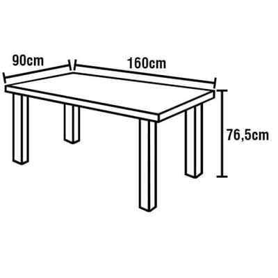 Mesa de Jantar Aço Nobre Cláudia 76,5x160cm
