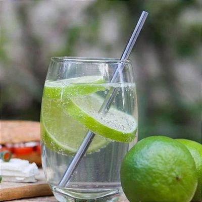 Kit 4 Canudos Inox Reutilizável Reto 6,3mm 19cm Bebidas Água Sucos Drinks Coquetel