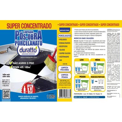 Limpador Pós-obra Duratto Super Concentrado 1l