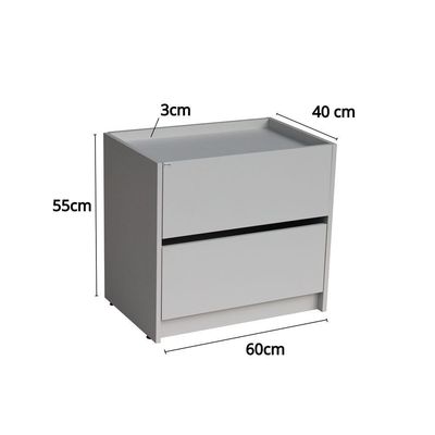 Mesa De Cabeceira 2 Gavetas 600 X 550 X 400 Beton Matt - Kolla Mobilia