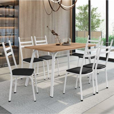 Conjunto De Mesa Sala De Jantar Com 6 Cadeiras Tubular.