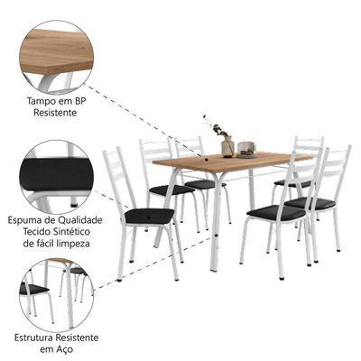 Conjunto De Mesa Sala De Jantar Com 6 Cadeiras Tubular.
