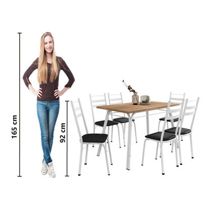 Conjunto De Mesa Sala De Jantar Com 6 Cadeiras Tubular.
