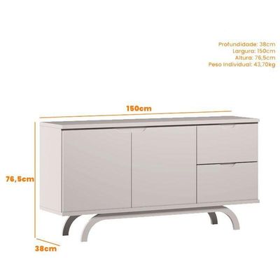 Cristaleira E Aparador Buffet Vicenza Com Espelho Isadora Off White – New Ceval