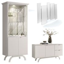 Cristaleira E Aparador Buffet Vicenza Com Espelho Isadora Off White – New Ceval
