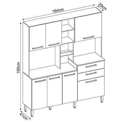 Kit Para Cozinha Encanto Amendola Branco - Demóbile