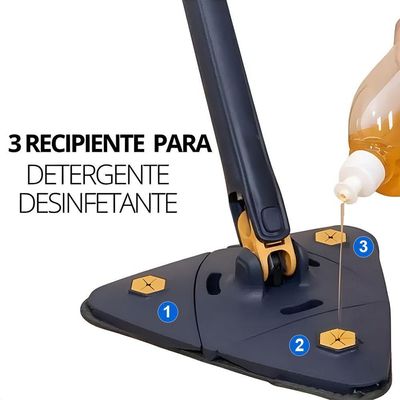 Esfregão Mop Giratório 360 Triangular Com 2 Panos Microfibra Fácil De Usar