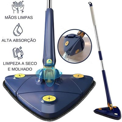Mop Giratório Triangular Lava E Seca Com Cabo Ajustável E 2 Refis Microfibra