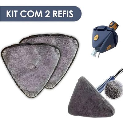 Mop Giratório Triangular Lava E Seca Com Cabo Ajustável E 2 Refis Microfibra