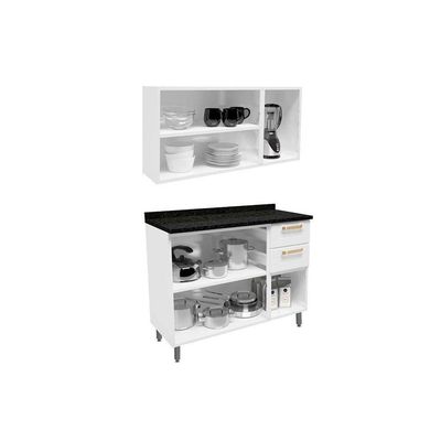 Cozinha Completa Colors 2 Peças (1aéreo+1balcão) C2p18 Branco - Bertolini