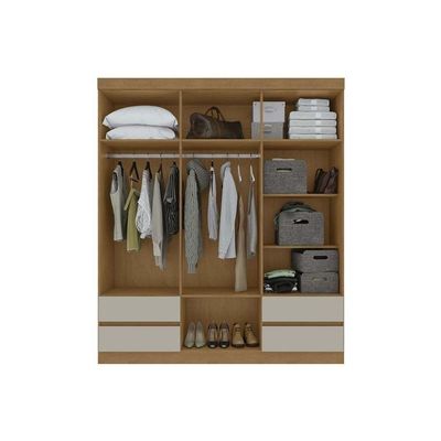 Guarda Roupa Solteiro 6 Portas (2 C- Espelho) E 4 Gavetaszeus Branco - Lopas