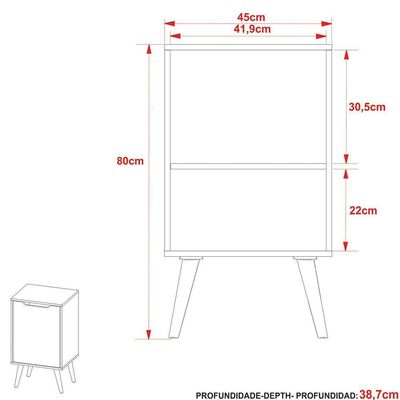 Gabinete Para Banheiro 45 Cm Cuba Redonda 1 Porta Retrô Branco