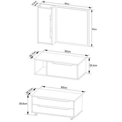 Kit Gabinete Balcão E Espelheira De Banheiro 80 Cm Karina Amêndoa-branco