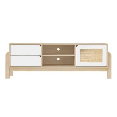 Rack Para Até 65 Polegadas 1 Porta 2 Gavetas Nature E Branco 160cm