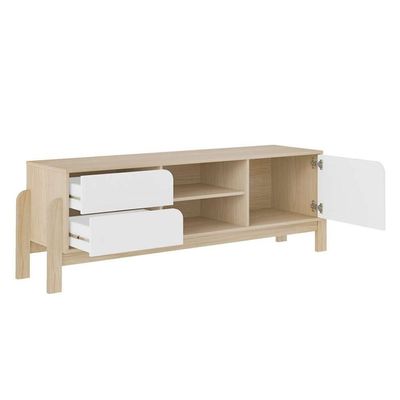 Rack Para Até 65 Polegadas 1 Porta 2 Gavetas Nature E Branco 160cm