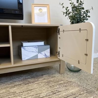 Rack Para Até 65 Polegadas 1 Porta 2 Gavetas Nature E Branco 160cm