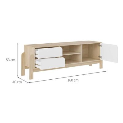Rack Para Até 65 Polegadas 1 Porta 2 Gavetas Nature E Branco 160cm