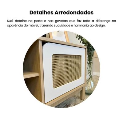 Rack Para Até 65 Polegadas 1 Porta 2 Gavetas Nature E Branco 160cm