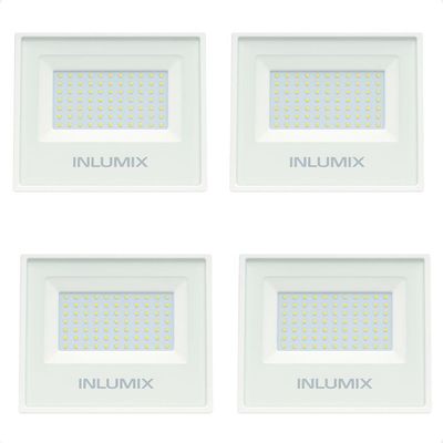 Kit 4 Refletor Holofote De Led 50w Branco Frio 6500k Branco 110/220v